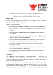 Head of the Humanities Faculty – Subject and Role Summary The