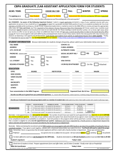 cbpa graduate /lab assistant application form for