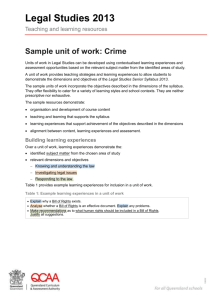 Sample unit of work - Crime - Queensland Curriculum and