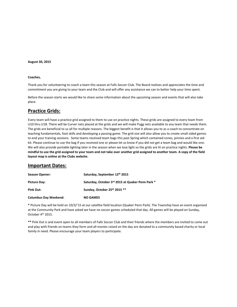 Fall 2015 - Coach Letter Of Introduction