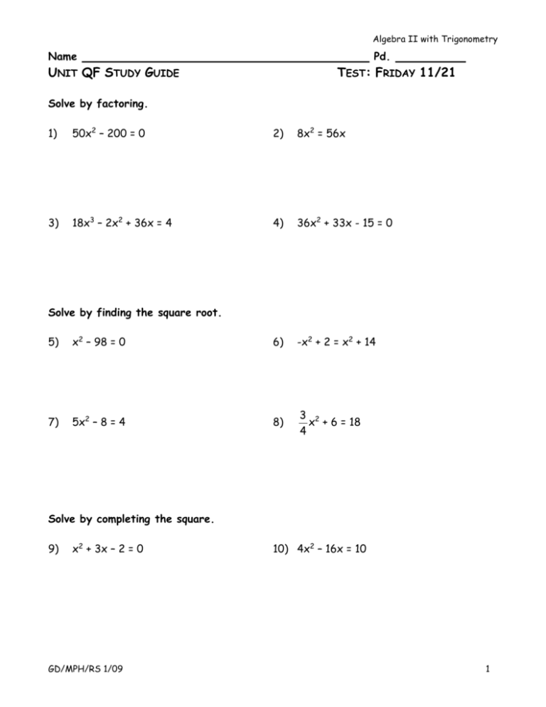 unit 4 solving quadratic equations homework 10
