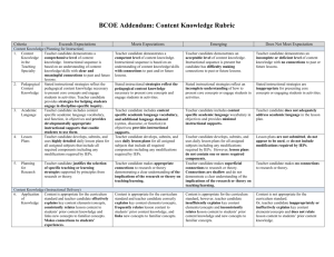 BCOE Content Rubric