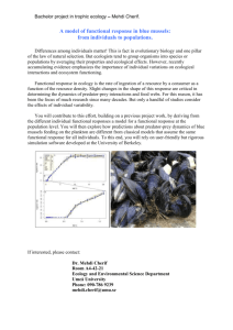 A model of functional response in blue mussels: from individuals to