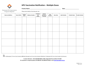 Multiple Doses - National HPV Vaccination Program Register