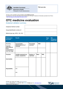 OTC medicine evaluation - Analytical validation summary