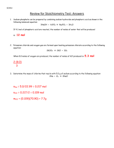 Review for Stoichiometry Test December 2014