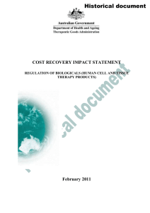 Cost recovery impact statement - Therapeutic Goods Administration