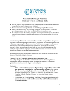 Charitable Giving in America National Trends and Local Data