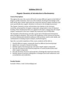 Syllabus 2014-15 Organic Chemistry & Introduction to Biochemistry
