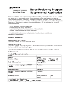Nurse Residency Program Supplemental Application