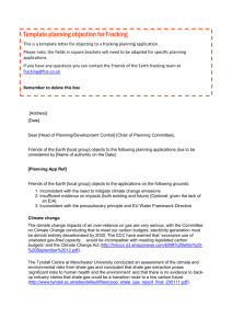 Template planning objection for Fracking This is a template letter for