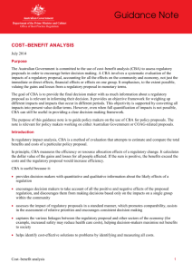 Cost–benefit analysis - Department of the Prime Minister and Cabinet