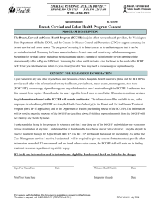BCCHP Breast, Cervical and Colon Health Program Consent Form