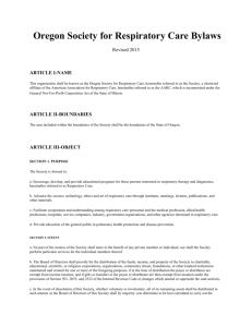 Oregon Society for Respiratory Care Bylaws