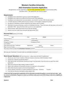 Western Carolina University 2015 Orientation Counselor Application