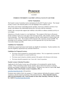 Purdue University Calumet Annual Faculty Lecture