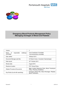 Blood Products shortage management plan Policy