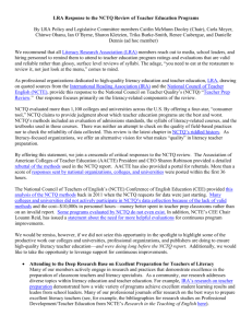 LRA Response to NCTQ_Orig - Literacy Research Association