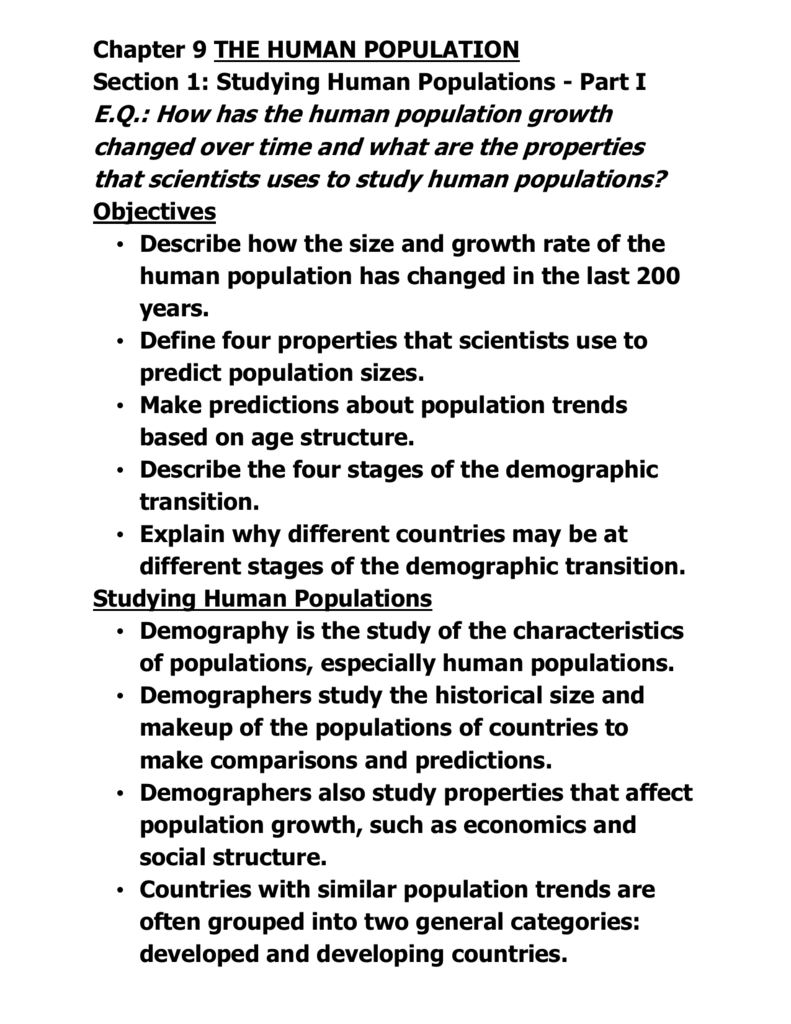 case study the human population answer key