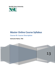 Master Online Course Syllabus