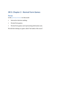 OR 3: Chapter 2 - Normal Form Games