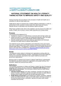 Health literacy - Australian Commission on Safety and Quality in