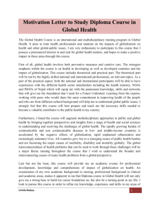 Motivation Letter to Study Diploma Course in Global Health