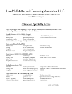 Clinician Specialty Areas