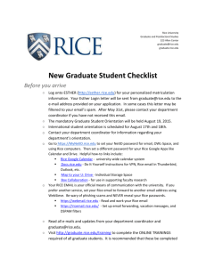 New Graduate Student Checklist - Last Revised