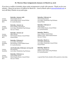 St. Therese Liturgical Ministry Assignments - Jan 16