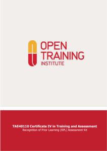 TAE40110 Certificate IV in Training and Assessment