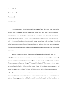 Hunter Richards English Honors 2A Never cry wolf Literary analysis