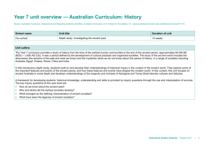 Year 7 unit overview * Australian Curriculum: History
