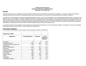 UG admissions 2009 - University of Essex