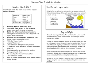 Homework Term 3 Week 6 - Weather Day and Night Our earth is