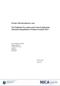 Permit with introductory note - Northern Ireland Environment Agency