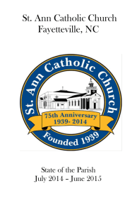 Parish Goals for 2015 - St Ann Catholic Church