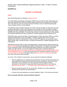Sample Letter: Parental Notification Regarding Districts in Step 1 or