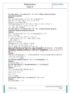 Solved Examples of Factor Theorm