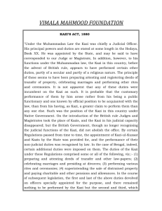 Kazis Act, 1880 - Vimala Mahmood Research & service Foundation