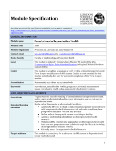 2039 Foundations in Reproductive Health Module Specification