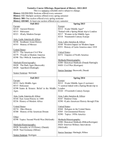 Tentative Course Offerings, Department of History, 2012