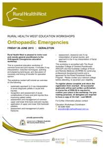 Orthopaedic Emergencies - Geraldton