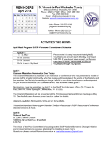 REMINDERS April 2014 - St. Vincent Waukesha County