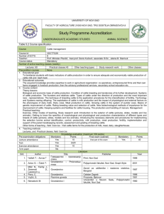 Course: Cattle management Course id: 3ОСТ7О29 Number of