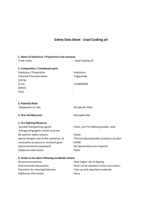 Safety Data Sheet - Used Cooking oil