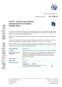 List IV – List of Coast Stations and Special Service Stations