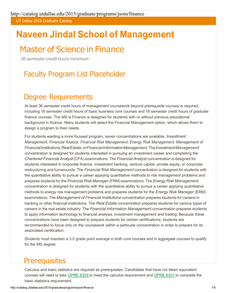 Master Of Science In Finance