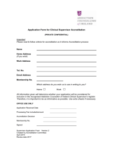 Clinical Supervisor Application Form