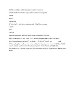Worksheet - Acid-Base Theories